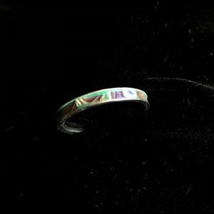 Silvertone Abalone Ring, approx size 7